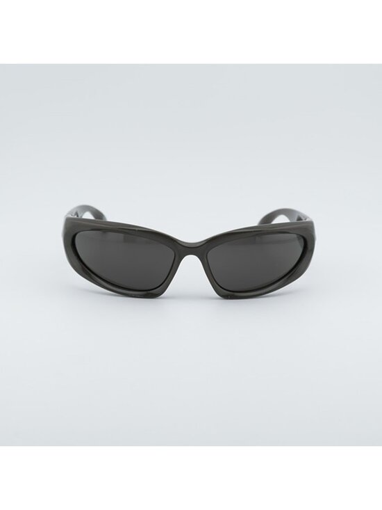 Balenciaga BB0157S 008 Sport Sunglasses Grey Geometric Frame, Grey Lenses